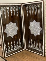 Egyptian Wood Backgammon Board Inlaid Mother Of Pearl (21&quot;) - £370.35 GBP