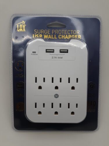 Primary image for 6 Outlet Surge Protector with 2 USB Charger Ports Wall Adapter (New)