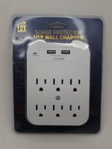 6 Outlet Surge Protector with 2 USB Charger Ports Wall Adapter (New) - $14.84