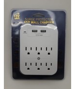 6 Outlet Surge Protector with 2 USB Charger Ports Wall Adapter (New) - $14.84