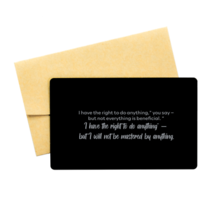 Motivational Christian Black Aluminum Card, I have the right to do anyth... - $16.78