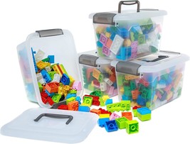 Citylife 5.3 Qt Storage Bins With Lids, Clear Plastic Bins With Grey, 4 Packs - $41.96