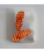 Michael Kors Women Flip Flop Jelly Thong Reddish Stripe Cork Pattern Sandals 8M - $28.71