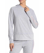 NEW Women&#39;s bebe Sport L/S Gray Logo Mesh Panel Pullover Hoodie Sz XL - $42.64 CAD