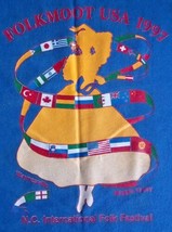 Vtg 1997 Folkmoot USA International Folk Festival Graphic Print Blue T-Shirt XL - £9.24 GBP