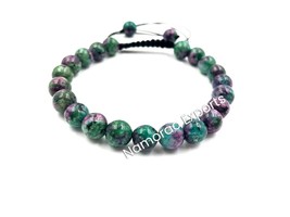 Natural Ruby Zoisite 8x8 mm Round Beads Thread Bracelet TB-32 - £9.45 GBP