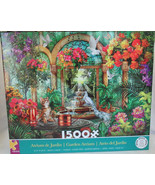 Ceaco 1500 Piece Puzzle GARDEN ATRIUM Flowers Kittens Doves Fountain But... - $924.74 MXN