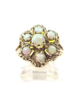 10k Yellow Gold Vintage Women&#39;s Cocktail Ring With Opal In A Flower Shape - £199.83 GBP