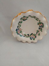 4 &quot; Ruffled Round Bowl Italy 2003 hand painted clay / planter bottom pla... - £3.89 GBP