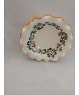4 &quot; Ruffled Round Bowl Italy 2003 hand painted clay / planter bottom pla... - £3.89 GBP