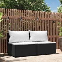  Patio Middle Sofa Black with white cushions PE rattan Standard - $4,900.77 MXN