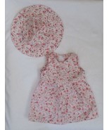 18&quot; Doll Pink Flower Print Sleeveless Dress &amp; Matching Hat Homemade - $19.42 CAD