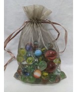 Bag Of (73) Glass Clear Swirl Colored Marbles - $39.60