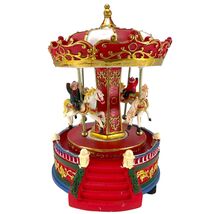 Holiday Battery Operated Lighted Musical Christmas Carousel Figurine 8.5... - $59.98