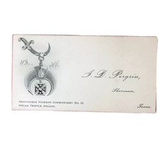 Antique 1920 Business Card Fraternal Organization Shriners Hella Temple ... - £11.03 GBP