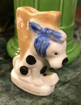 Vtg. Lustreware Scotty Dog? Collector 2 1/2&quot; Ceramic Mini Vase Figure Japan - £14.09 GBP