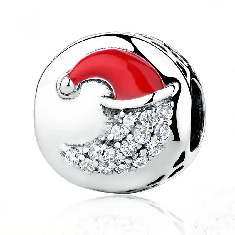 Stmas gift red strawberry tree hat diy bead fit original charms silver 925 bracelet for thumb200