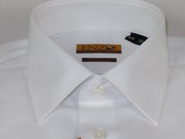 Mens ENZO Egyptian Soft Cotton Dress Shirt Barrel Cuff Wrinkle Free 61101 White image 7