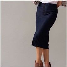 Agnes &amp; Dora Womens XXXL Midi Faux Denim Front Slit Blue Button Up Skirt - $19.99