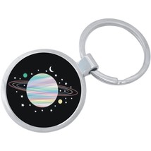Saturn Planet Moon Stars Keychain - Includes 1.25 Inch Loop for Keys or Backpack - £8.51 GBP
