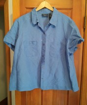 000 Women&#39;s Liz Claiborne Crazy Horse Blue Button Downb Shirt Size 2 - £2.24 GBP