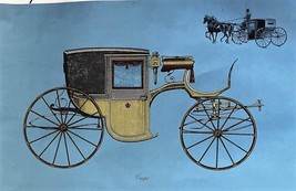 Rare Large 1963 Advertisement Lithographic Prints of 4 Antique Horse Car... - $150.00