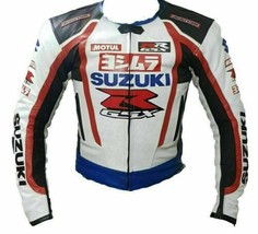 Suzuki motorcycle jacket motorbike jacket cowhide leather bikers raceing jacket - £132.89 GBP
