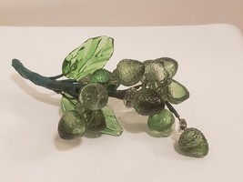Vintage Hand Blown Wired Glass Grapes Green As Is - $23.98