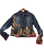 Vtg VOYAGE PASSION Womens Studs Rhinestones Denim Jacket Rural Horse Bul... - $517.47 CAD