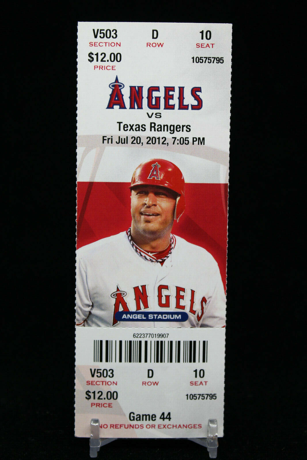 Los Angeles Angels vs Texas Rangers Game 44 MLB Ticket w Stub 07/20/2012 - £9.01 GBP