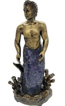 Merman Low Light Blue/Green Crackle Glass Accent Table Lamp Male/Man Mermaid - £34.71 GBP