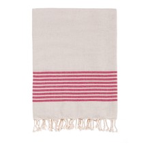Bello Turkish Towel Nine Stripes Linen Red Handwoven Peshtemal, 39 x 66.... - £55.80 GBP