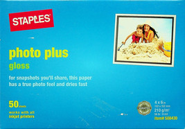 Staples Photo Plus Gloss Inkjet Paper - 4&quot; x 6&quot; - 77 Sheets in 2 Boxes - £6.02 GBP