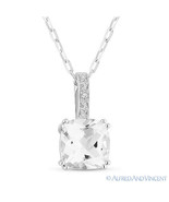 1.74 ct Cushion Cut White Topaz Gemstone Diamond Pendant Chain Necklace ... - €372,87 EUR