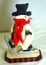 Wooden Snowman on Ice Skates Christmas Holiday Decor - £15.54 GBP