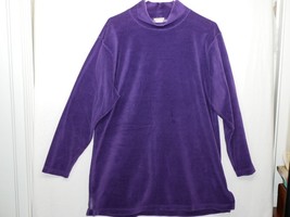 Vintage LL Bean Fleece Turtleneck Shirt Women M Purple Long Sleeve USA - £19.65 GBP