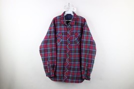 Vintage 90s Streetwear Mens XL Faded Quilted Flannel Button Shirt Jacket... - £46.67 GBP
