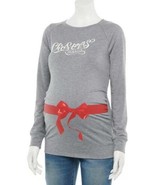 Maternity Top Christmas Miracle Sweatshirt Gray Aglow Long Sleeve Shirt-... - £17.20 GBP