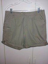COLUMBIA LADIES SAGE GREEN COTTON SHORTS--12-ROLL-UP CUFF OR DOWN-WORN 1... - $11.29