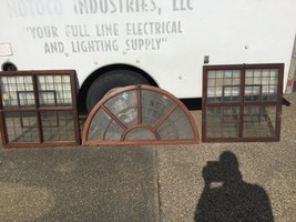 Antique Mahogany Windows in pic , Curved Glass, early 1900s 3  pieces  - $2,227.50