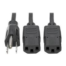 Tripp Lite Universal Power Extension Cord Y Splitter Cable NEMA 5-15P to... - $18.08