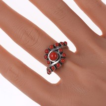 sz9.25 Patrick Yazzie Navajo Sterling silver high grade coral ring - £89.91 GBP