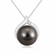 Angara 10mm Tahitian Pearl Solitaire Pendant Necklace in 14K White Gold - £787.71 GBP