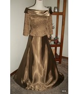 Alex Evening 2 PC Bronze Portrait Collar Off the Shoulder Long Ball Gown - $88.28 CAD