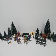 DEPARTMENT 56 &amp; Lemax Mini Christmas Village Accessories Trees Benches Figurines - $36.58