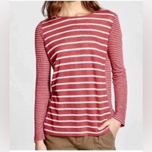Vince Linen Striped Long Sleeve Crew Neck Top Size Small - £27.24 GBP