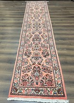 Oriental Runner Rug 2.9 x 13.6 Semi Antique Hallway Rug Wool Salmon and Cream - £2,358.40 GBP