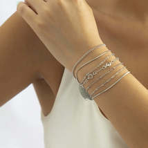 Crystal &amp; Silver-Plated Chain Bracelet Set - £11.98 GBP