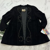 Atlantic Beach Leather Works Womens Vintage 90s Suede Jacket Size M Blac... - $55.43