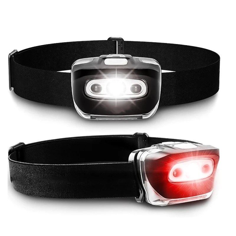 2 Pack Mini LED Headlamp Camping Head Lamp with White &amp; Red Light Outdoor - £19.94 GBP